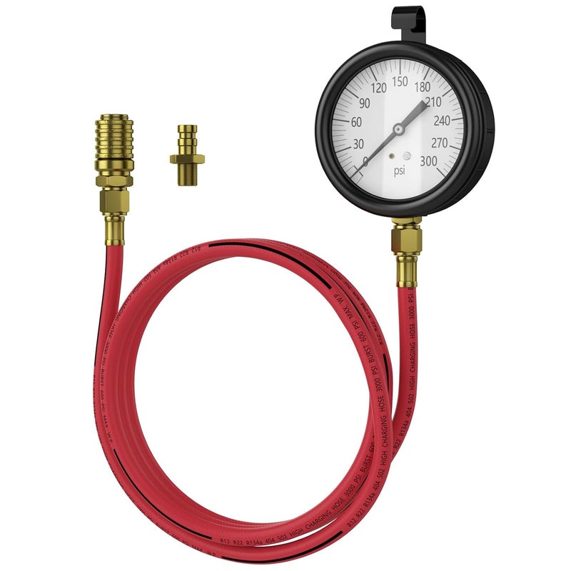 Moker TU-32-20 Compuchek Fuel Pressure Test Gauge, 0-300 PSI, Fits Cummins & Other Diesel Engines with Compuchek Ports, 6-Foot Hose for Road Testing - Image 1